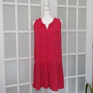 Beach Lunch Lounge Red Drop Waist Dress Size - Small